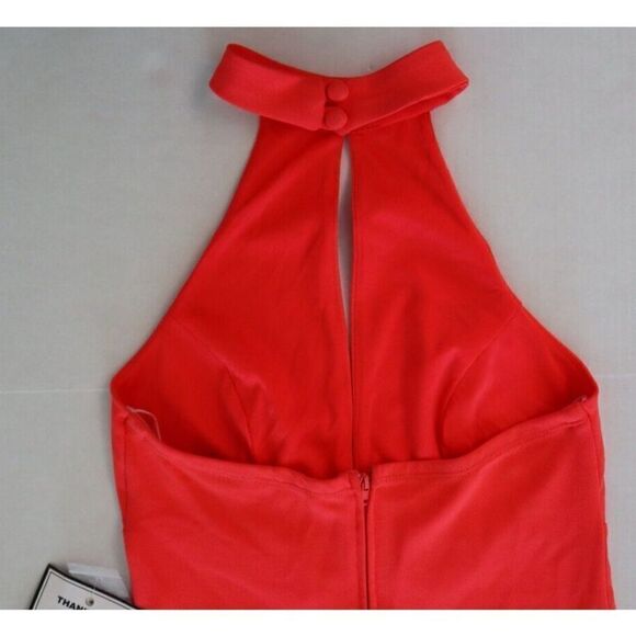 B. Darlin Women's Sz 1/2 Coral Sleeveless Halter Short Party Body Con Dress $54 - Picture 6 of 8